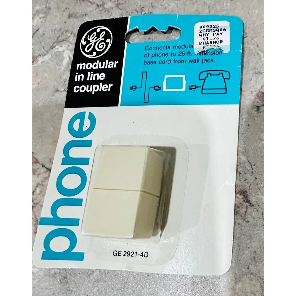 Vintage‎ GE Modular In Line Phone Cord Coupler Ivory GE 2921-4D New 1988